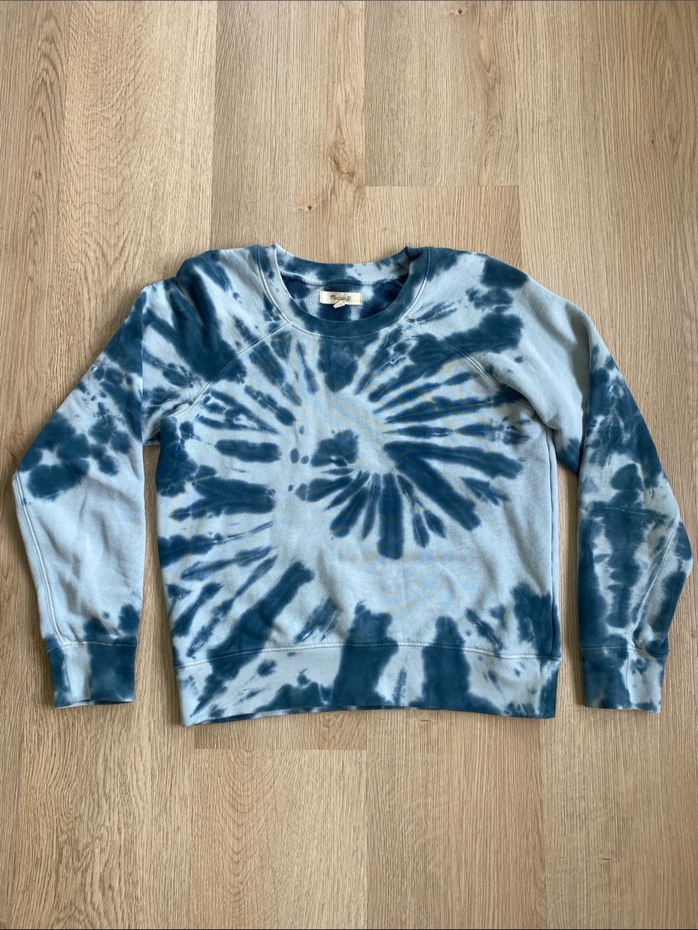 Madewell Blue Tie Dye Sweatshirt XS Pullover Crewneck Lounge Casual Cozy Top - Picture 2 of 10